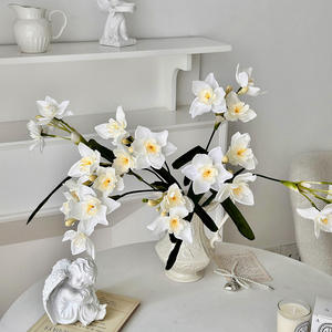 Flores Artificiales de Narciso, Ramo de Seda Blanco con Centro Amarillo, Alta Simulación, Decoración para el Hogar, Accesorios para Bodas, Arreglo de Primavera - Product Image 2
