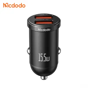 Mcdodo 295 Aluminum Alloy 2 Port Car Charger Mini White Led 3.1A Dual Ports USB Car Charger for iPhone Samsung Android Earbuds