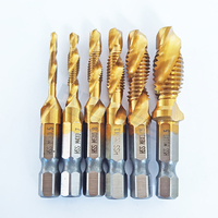 Edc — ensemble de robinets à combinaison de perceuse 6 pièces, avec fonction de chanfrein, pack de boîte M3 M4 M5 M6 M8 M10