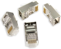 Conector RJ45 Blindado 8P8C, Macho Plateado, para Cable Ethernet Cat6/Cat7, Piezas de Telecomunicaciones y Redes