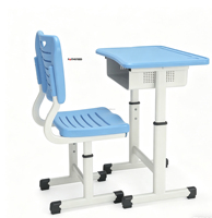 Ensemble de bureau et chaise d'étude ergonomique réglable en hauteur, avec structure métallique durable, pour élèves du primaire