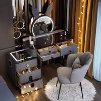 Meuble de salle de bain de haute qualité, fabrication française, coiffeuse pour femmes, style maquillage LED, table à langer vintage avec miroir lumineux