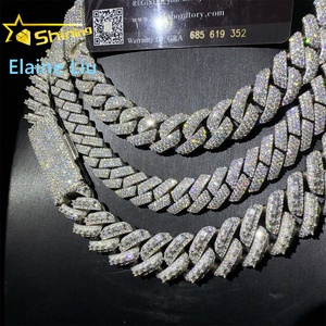 15mm 16mm 20mm 스털링 실버 925 VVS 모이사나이트 다이아몬드 힙합 쥬얼리 아이스 아웃 마이애미 쿠바 링크 체인 목걸이 - Product Image 3