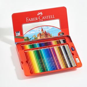 Crayons de couleur <span class=keywords><strong>Faber</strong></span>-<span class=keywords><strong>castell</strong></span>, ensemble de crayons de couleur à base d'huile pour étudiants, 100 couleurs, série Castle, boîte en fer rouge - Product Image 1