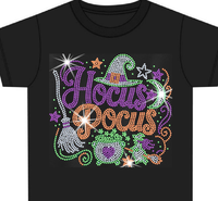 Transfert de strass Halloween Hocus Pocus, motif en strass à presser à chaud, pierres de cristal thermocollantes