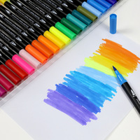 Bonvada - Juego de 36 Rotuladores de Doble Punta con Cabezal Suave, para Arte, Pintura, Acuarela y Pastel, No Borrables