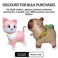 Ballons en aluminium en forme d'animaux marcheurs avec roues, motif extraterrestre de dessin animé, jouet pour enfants, vente en gros