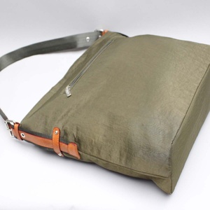 Vintage Green Nylon Hobo Bag Large Capacity Adjustable Leather <b>Strap</b> <b>Shoulder</b> Bag Casual Crossbody Tote for Women - Product Image 1