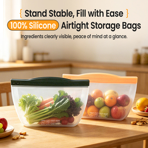 Sacs alimentaires réutilisables en silicone, sacs de congélation, sacs à collation verticaux réutilisables en silicone, sacs de conservation en silicone de qualité alimentaire - Product Image 2