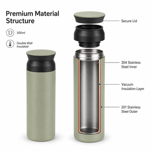 Botella de agua de acero inoxidable para uso en el hogar, termo de doble pared con aislamiento al vacío, en oferta - Product Image 4