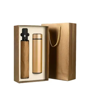 Custom Promotional Gift Set Business Corporate Gift Item Foldable Umbrella Thermal Water Bottle Custom Logo Gift Set