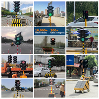 Signalisation routière solaire pour la gestion d'événements, 200 mm, 4 voies, LED, IP53, pour le contrôle du trafic d'urgence et les événements publics