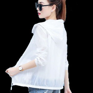 Women's Summer Sun Protection Jacket White Upf 50 Anti Uv Lightweight Hooded Coat Korean Style Student Wear - Product Image 1