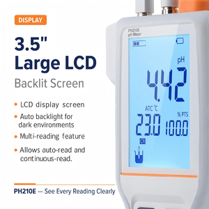 pH-mètre portable PH210E avec batterie au lithium rechargeable et rétroéclairage pour la mesure rapide sur site/de la qualité de l'eau - Product Image 3