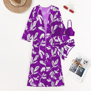 2024 Split tres piezas malla <span class=keywords><strong>Bikini</strong></span> estampado conjunto manga larga <span class=keywords><strong>Big</strong></span> <span class=keywords><strong>Boob</strong></span> traje de baño mujeres - Product Image 6