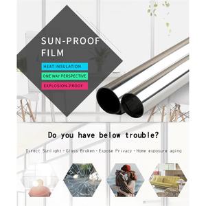 Film de sécurité moderne auto-adhésif en PET pour fenêtres de bâtiment, effet miroir argenté unidirectionnel, décoratif pour la protection de la vie privée, anti-explosion - Product Image 2