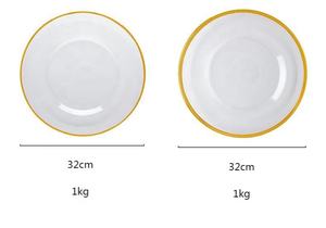 <span class=keywords><strong>Venta</strong></span> directa <span class=keywords><strong>de</strong></span> fábrica respetuoso con el medio ambiente estilo europeo cristal claro cargador placa <span class=keywords><strong>de</strong></span> vidrio grueso fino borde dorado sin plomo alimentos seguros 100 Uds - Product Image 6