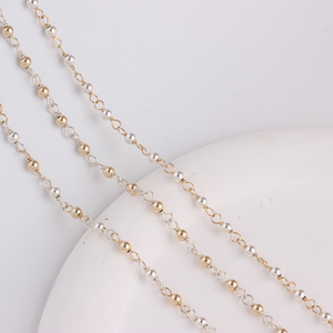 Cadena de Oro Laminado de 14K de 3mm Hecha a Mano con Cuentas de Tres Tonos y Cuentas de Plata S925 <span class=keywords><strong>para</strong></span> Fabricación de Joyas, <span class=keywords><strong>Collares</strong></span> y Pulseras - Product Image 3