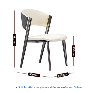 Ensemble de chaises de salle à manger contemporaines, dossier en tissu bicolore, design ergonomique incurvé, structure en métal robuste, décoration intérieure - Product Image 6