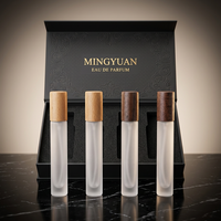 Flacons de parfum en verre dépoli de 10 ml, vides, en stock, avec bouchon à vis en bois de hêtre naturel et atomiseur à fine brume