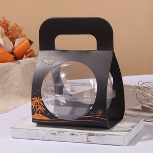 Boîtes en papier kraft jetables de qualité alimentaire pour gâteaux, salades, mousses de Noël, pâtisseries, transparentes, 350 ml, 500 ml, 700 ml, gaufrage - Product Image 4