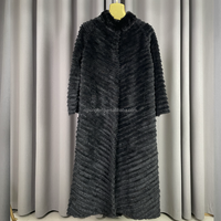 Großhandel Einzelhandel Mode Winter Damen Nerzmantel Streetwear Übergröße ODM Langer Wollmantel Gefüttert Einknopf Gestreift