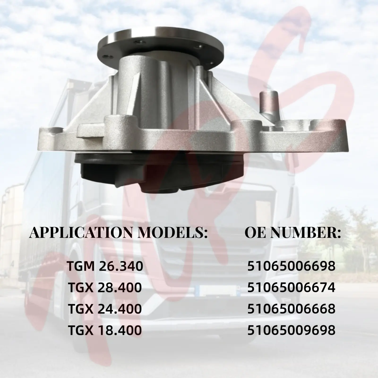 โรงงานขายส่งปั๊มน้ําสําหรับคนรถบรรทุก TGL/TGM/TGX OE 51065006698 51065006674 51065006668 51065009698