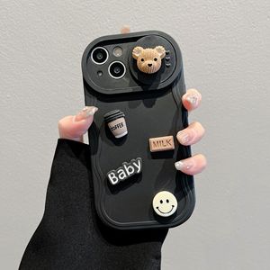 Sóng đẩy cửa sổ handmade TPU mềm trường hợp đối với Apple 15/13/11 cà phê Gấu DIY điện thoại di động Trường hợp đối với iphone16 Pro và Max mô hình - Product Image 5