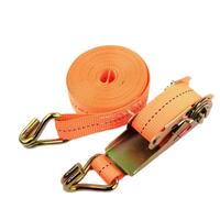 Sangle à cliquet rétractable Tianma certifiée CE en polyester avec double crochet en J pour plateau de camion, facteur de sécurité 2:1, 25 mm, 1 m, capacité 800 kg
