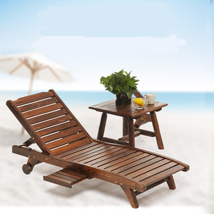 Chaises longues de plage pliantes en bois d'extérieur en gros à prix réduit avec coussin - Product Image 1