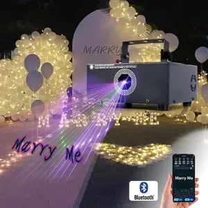 Bluetooth Bluetooth aplikasi ponsel 2W RGB animasi 3D lampu Laser ditulis Logo huruf Gobo untuk pesta pernikahan Kelab panggung