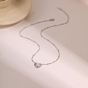 Collier en acier titane avec pendentif en pierre naturelle en forme de cœur, design tendance, accessoire de chaîne de clavicule de niche - Product Image 6