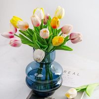 Vase en verre soufflé à la main, artistique, à dégradé, à col étroit, pour fleurs hydroponiques, transparent, moderne, minimaliste, centre de table créatif