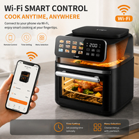 Four à friture intelligente 15L 2200W avec contrôle WiFi par application, cuisson vapeur, cuisson douce, double chauffage 35-200 ℃   Écran tactile, double vitrage, usage domestique