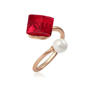 16586 Xuping Popular passion flaming crystal ladies pearl ring jewelry