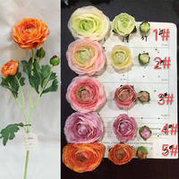 Bunga Ranunculus Sutra 5 Tangkai Sen Masine Real Touch, Bunga Artificial untuk Dekorasi dan Rangkaian Rumah