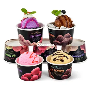Wholesale Disposable Take Away Food Grade High Quality Customized LOGO Printing Ice Cream Paper Cups