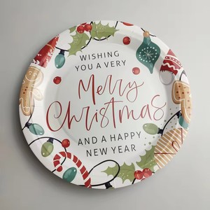 Set di Stoviglie Usa e Getta con Design Natalizio, Piatti di Carta per Feste Familiari, Decorazioni per la Tavola Natalizia - Product Image 1