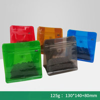 Sachet à café personnalisé imprimé à fond plat avec 8 soudures latérales, pochette transparente colorée avec valve et fermeture éclair, faible MOQ