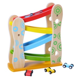 Educational Toys 3 Level Wooden Ramp Racer Toy with 3 Mini Cars for Toddlers and Gifts