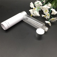 Flacon de sérum PET transparent/mat blanc de 20 ml, haut et rond, à épaule plate, avec bouchon pompe, pour kit de voyage cosmétique