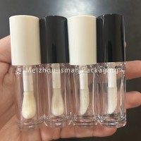 Tube de gloss à lèvres rond transparent ISMAN 6 ml avec grand applicateur, emballage vide pour gloss à lèvres blanc, noir, café, rose doré, logo personnalisé