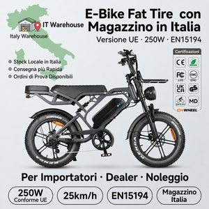 จักรยานไฟฟ้า QMHEEL V20 Pro Fat Bike ขนาด 20 นิ้ว คลังสินค้าอิตาลี จักรยานไฟฟ้าจากโรงงาน OEM สต็อกอิตาลี ผู้จัดจำหน่ายขายส่ง B2B - Product Image 1