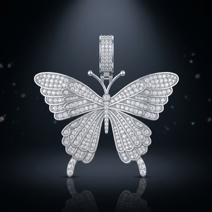 Colgante de Mariposa con Moissanita, Tono Plateado, Microincrustaciones de Zirconia, Joyería para Mujeres y Hombres - Product Image 2