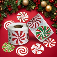 Autocollants personnalisés ODM/OEM sur le thème des bonbons de Noël pour enfants, autocollants ronds pour bonbons DIY, autocollants pour fêtes