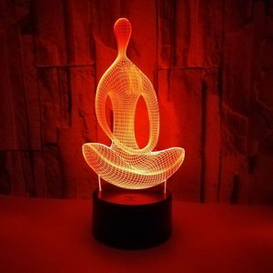 Lampe de nuit LED <span class=keywords><strong>3D</strong></span> en acrylique colorée avec design craquelé, effet stéréoscopique, pour <span class=keywords><strong>cuisine</strong></span>, thème Yoga et Méditation - Product Image 5