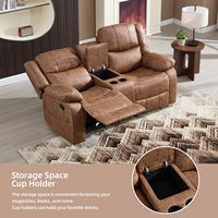 Kunstleder-Relaxsofa-Set Manuell Verstellbar 1-Sitzer Sessel, 2-Sitzer Sofa und 3-Sitzer Couch mit Getränkehaltern und Stauraum