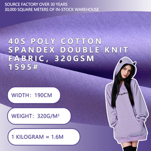Tela de punto doble de polialgodón y spandex 40S, 190 cm de ancho, 320 g/m², elástica, opaca, para vestidos, camisetas y conjuntos de sudaderas. - Product Image 1