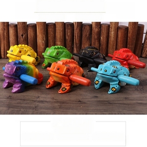 En gros, Jouet en bois sculpté à la main, grenouille multicolore tachetée, instrument de percussion Guiro, bruiteur pour enfant - Product Image 2