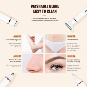 Nueva Depiladora Recargable Multiusos 4 en 1, Indolora, para Cuerpo, Rostro, Nariz, Cejas y Bikini, para Mujer - Product Image 3